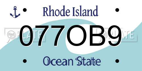 077OB9 Rhode Island License Plate