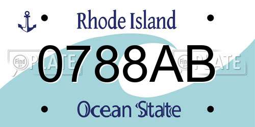 0788AB Rhode Island License Plate