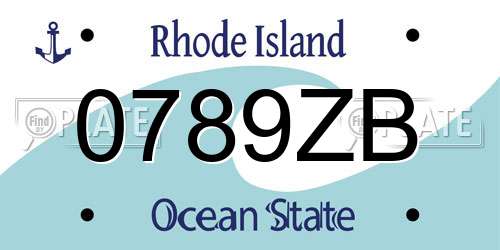 0789ZB Rhode Island License Plate