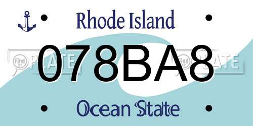 078BA8 Rhode Island License Plate