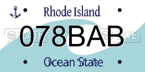 078BAB Rhode Island License Plate