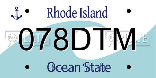 078DTM Rhode Island License Plate