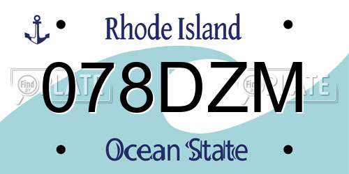078DZM Rhode Island License Plate