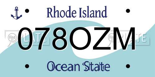 078OZM Rhode Island License Plate