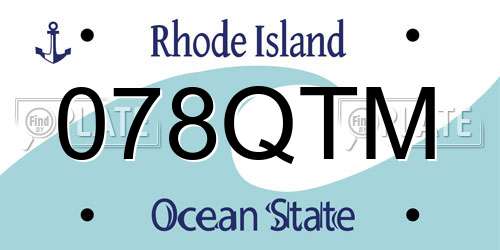 078QTM Rhode Island License Plate