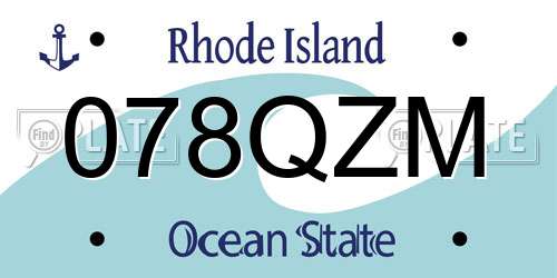 078QZM Rhode Island License Plate