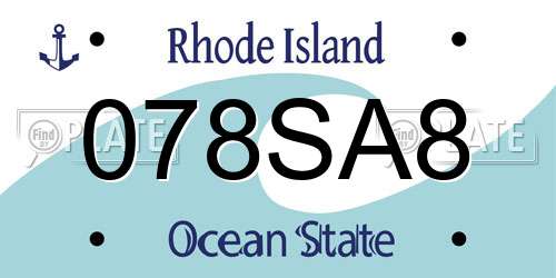 078SA8 Rhode Island License Plate