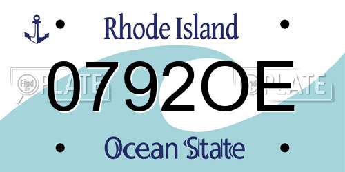 0792OE Rhode Island License Plate