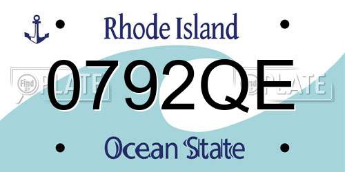 0792QE Rhode Island License Plate