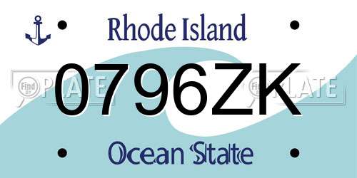 0796ZK Rhode Island License Plate