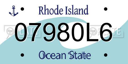 07980L6 Rhode Island License Plate
