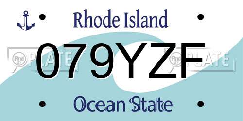 079YZF Rhode Island License Plate