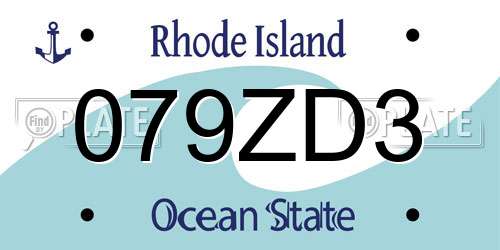 079ZD3 Rhode Island License Plate