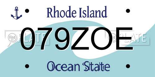 079ZOE Rhode Island License Plate
