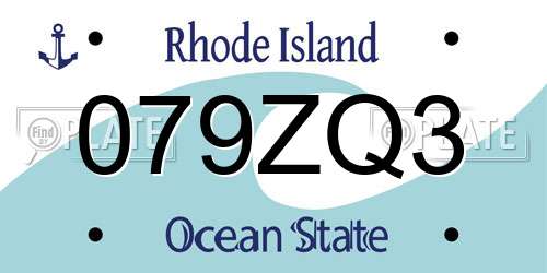 079ZQ3 Rhode Island License Plate