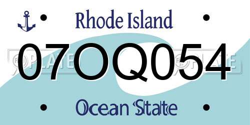 07OQ054 Rhode Island License Plate