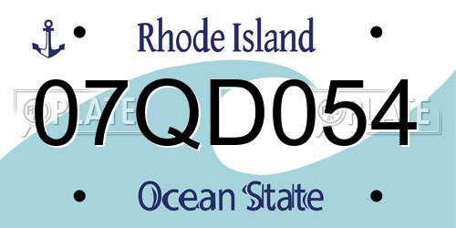 07QD054 Rhode Island License Plate