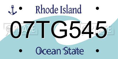 07TG545 Rhode Island License Plate
