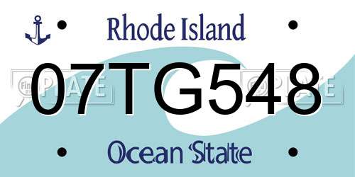 07TG548 Rhode Island License Plate