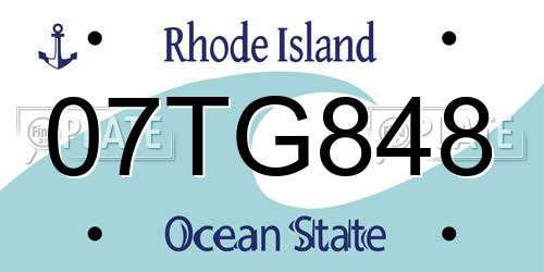 07TG848 Rhode Island License Plate