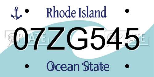 07ZG545 Rhode Island License Plate