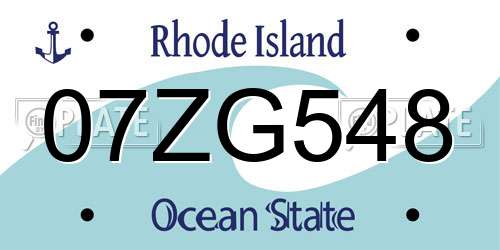 07ZG548 Rhode Island License Plate