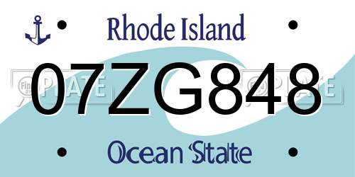 07ZG848 Rhode Island License Plate