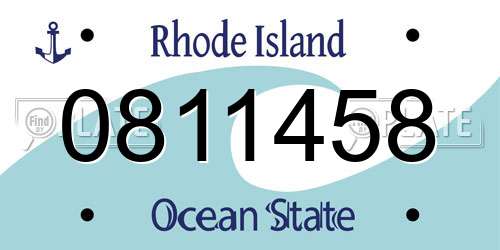 0811458 Rhode Island License Plate