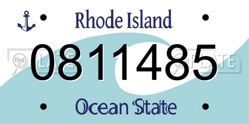 0811485 Rhode Island License Plate