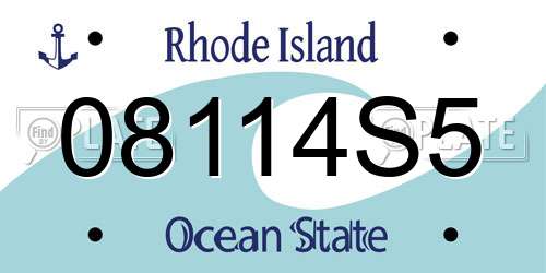 08114S5 Rhode Island License Plate