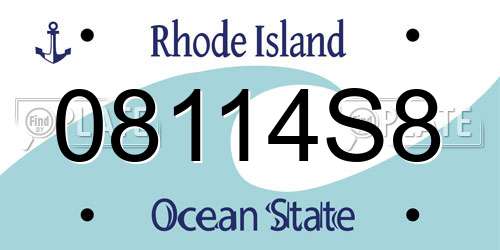 08114S8 Rhode Island License Plate