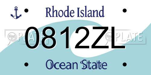 0812ZL Rhode Island License Plate