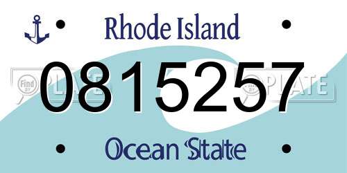 0815257 Rhode Island License Plate