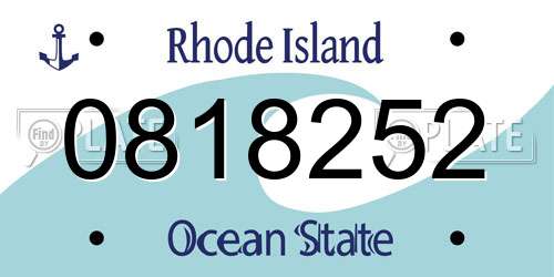 0818252 Rhode Island License Plate