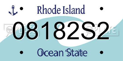 08182S2 Rhode Island License Plate