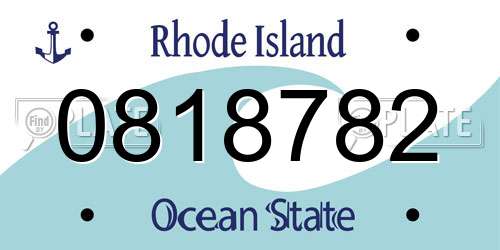 0818782 Rhode Island License Plate