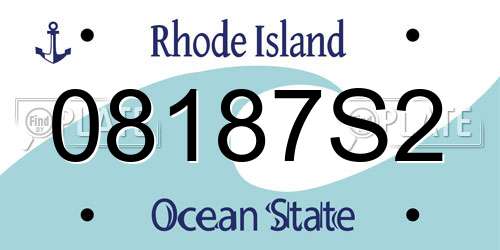 08187S2 Rhode Island License Plate