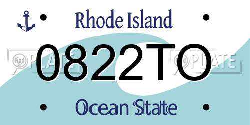 0822TO Rhode Island License Plate