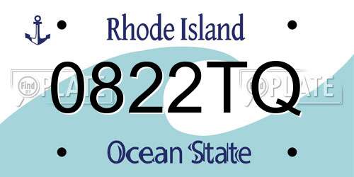0822TQ Rhode Island License Plate