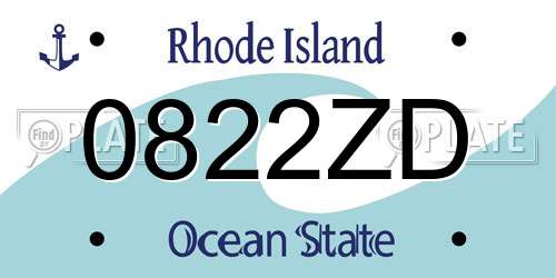 0822ZD Rhode Island License Plate