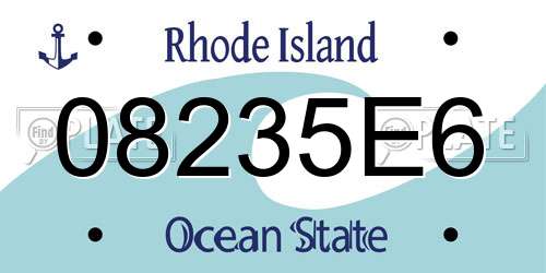 08235E6 Rhode Island License Plate