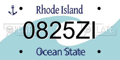 0825ZI Rhode Island License Plate