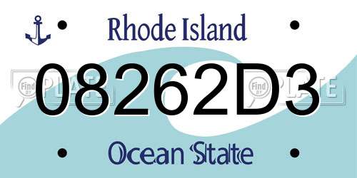 08262D3 Rhode Island License Plate
