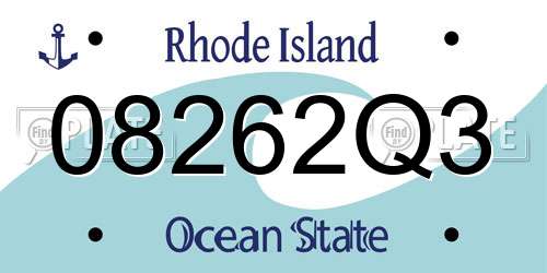 08262Q3 Rhode Island License Plate