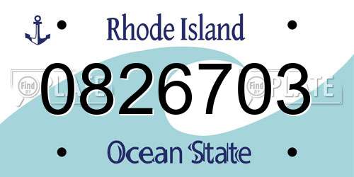 0826703 Rhode Island License Plate