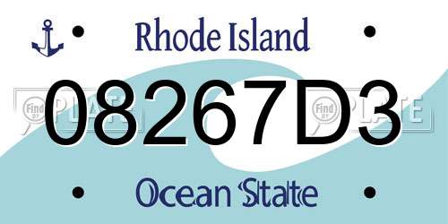 08267D3 Rhode Island License Plate