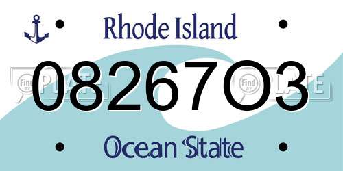 08267O3 Rhode Island License Plate