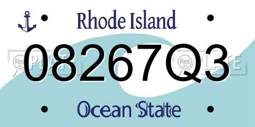 08267Q3 Rhode Island License Plate