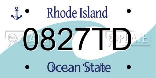 0827TD Rhode Island License Plate