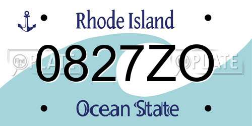 0827ZO Rhode Island License Plate